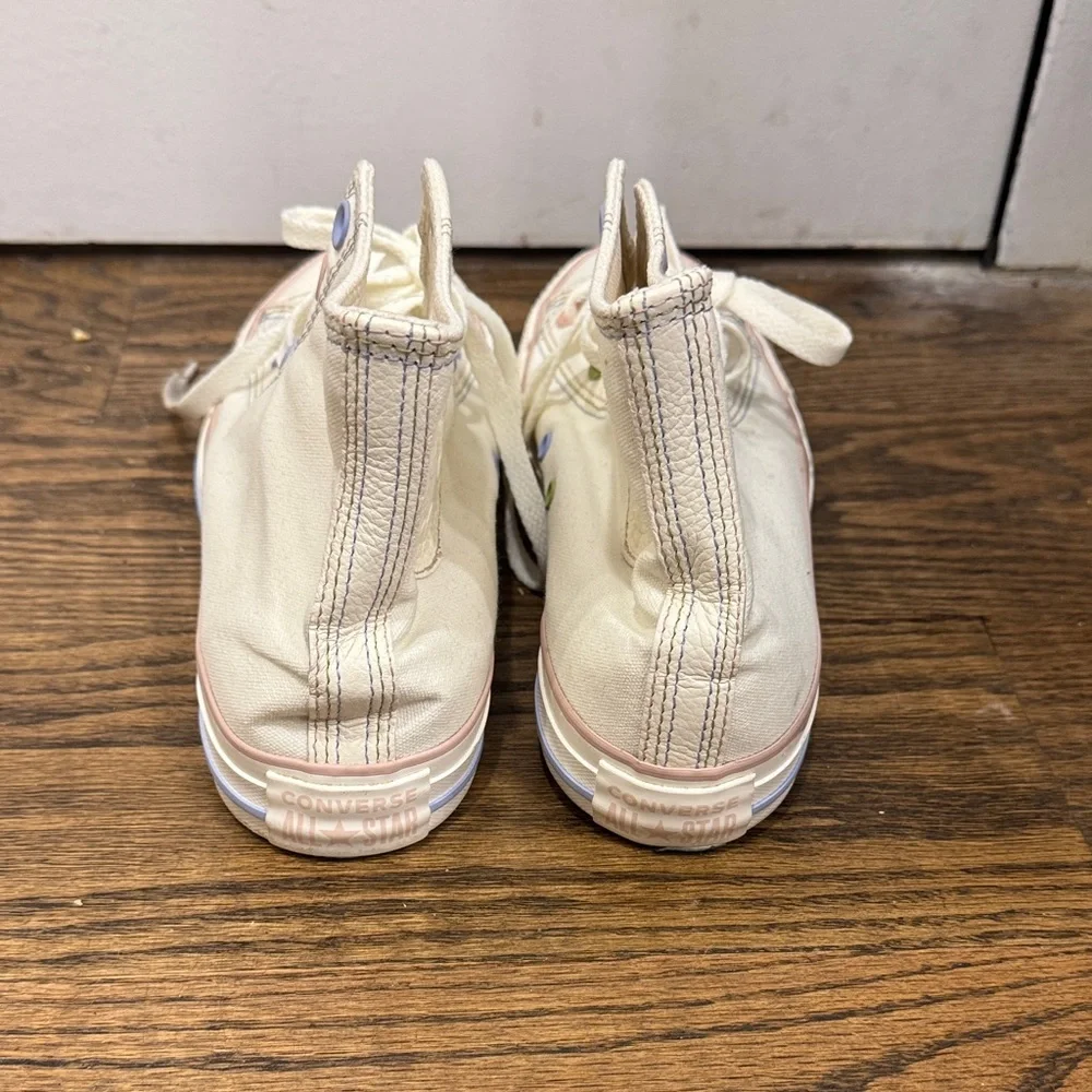 Converse Cream High-Top Sneakers with Multicolor Eyelets - Picture 4 of 7